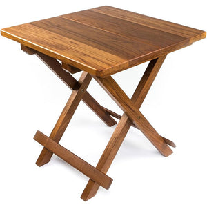 Yachting Teak Collection Smooth Top Square Folding Side Table - Nautical Luxuries