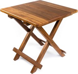 Yachting Teak Collection Smooth Top Square Folding Side Table - Nautical Luxuries