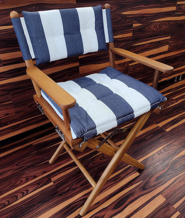 Yachting Teak Collection Luxe Navy Stripe Cushion Deck Chair