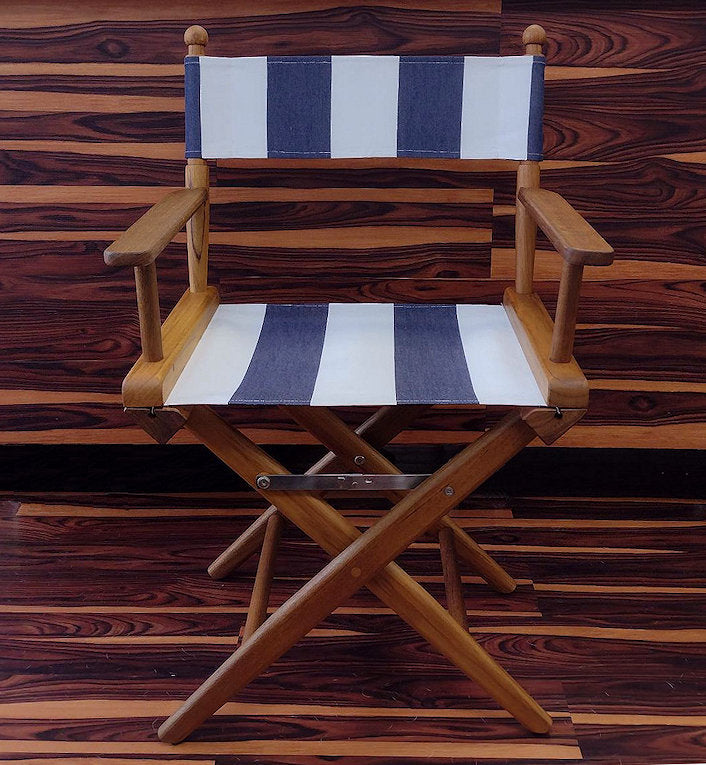 Yachting Teak Collection Sunbrella® Stripe Director's Chair - Nautical Luxuries