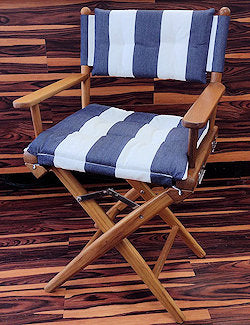 Yachting Teak Collection Luxe Navy Stripe Cushion Deck Chair