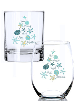 Merry Little Beach Christmas Glass Barware - Nautical Luxuries