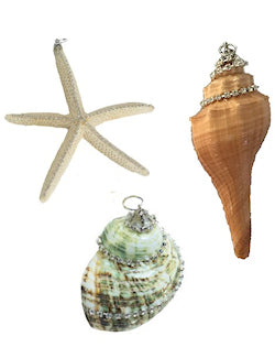 Poseidon's Jewels Swarovski Crystals Seashell Ornament Set - Nautical Luxuries