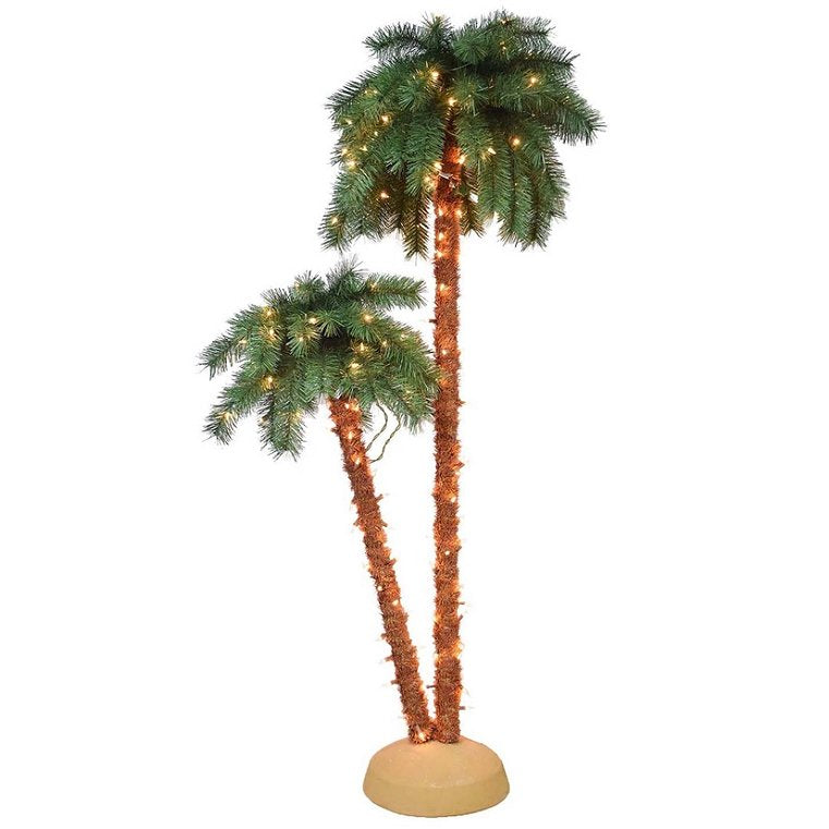 Beach Christmas Party 6-Ft. Floor-Standing Lighted Palm Trees