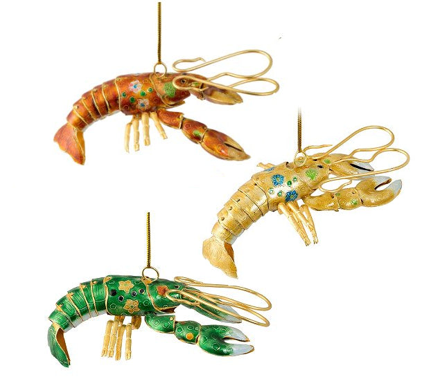 Articulated Cloisonné Reef Lobster Ornaments - Nautical Luxuries