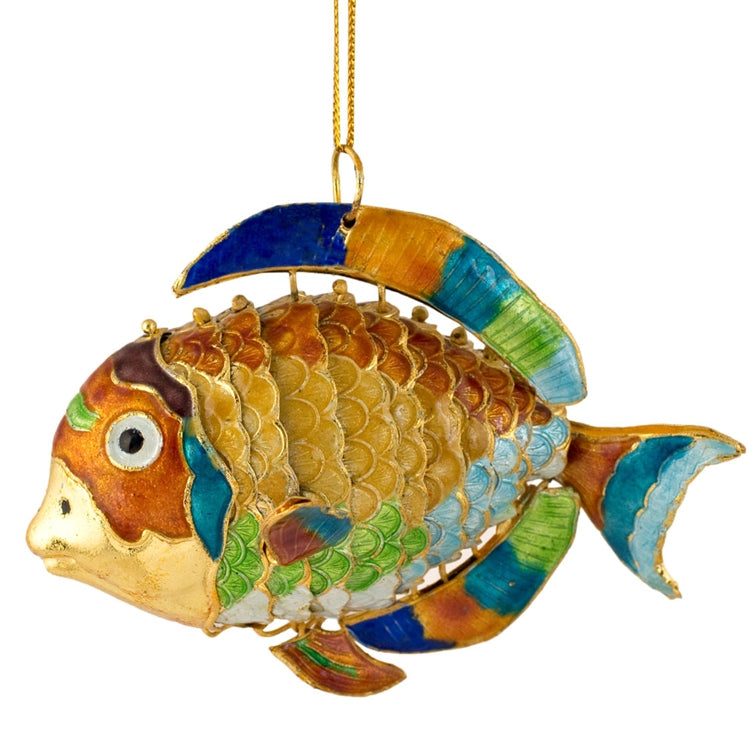 Cloisonne Enamel Articulated Tropical Fish Ornament Set - Nautical Luxuries