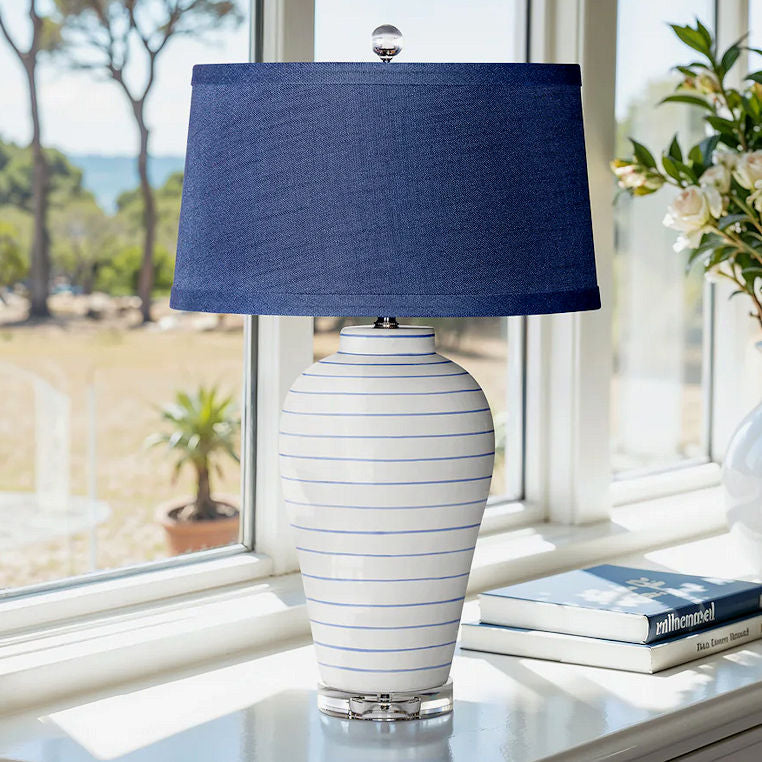 Modern Pinstripes Coastal Table Lamp - Nautical Luxuries