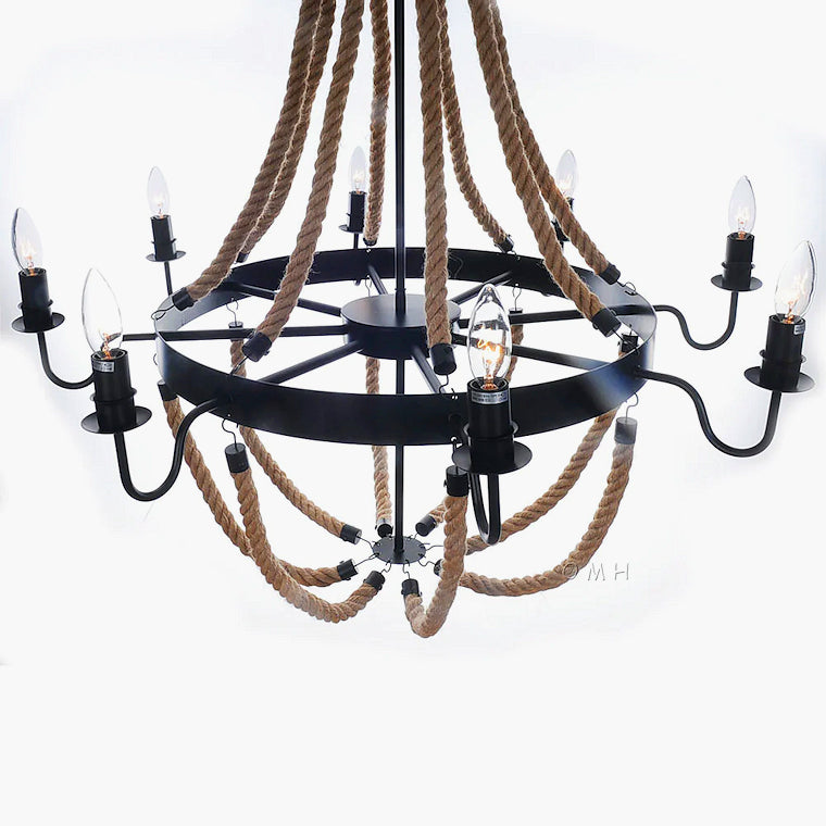 Vintage Nautical Rope Chandelier - Nautical Luxuries