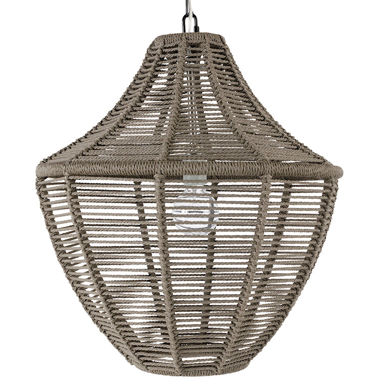 Indoor/Outdoor Slate Brown Rope Weave Pendant - Nautical Luxuries