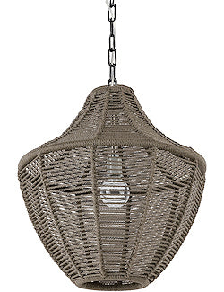 Indoor/Outdoor Slate Brown Rope Weave Pendant - Nautical Luxuries