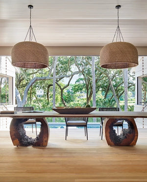 Indoor/Outdoor Wicker Weave Pendants - Nautical Luxuries