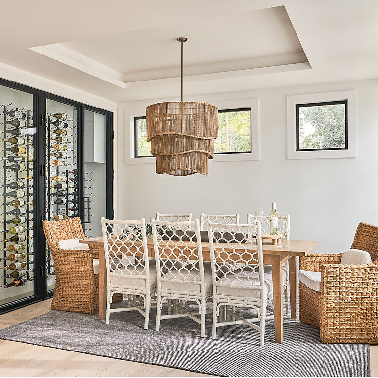 Rising Tide Tiered Rattan Chandelier - Nautical Luxuries