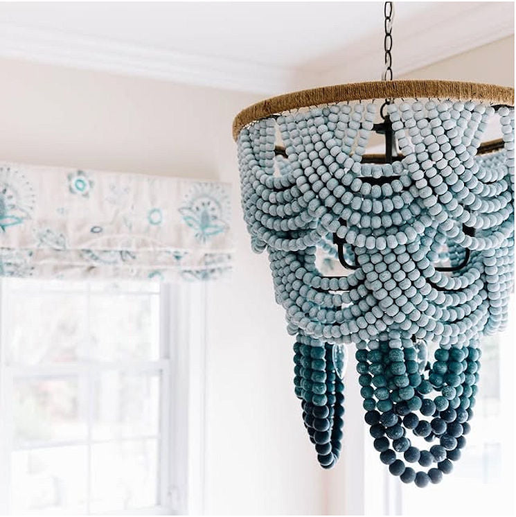 Ombre Blue Boho Beaded Chandelier