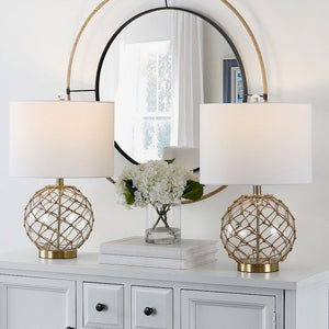 Knotted Net Glass Table Lamp Set - Nautical Luxuries