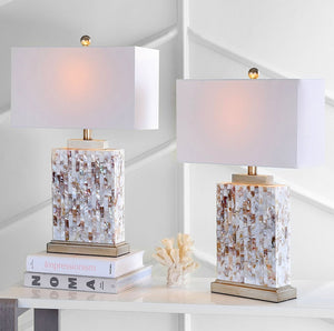 Contemporary Capiz Table Lamp Set - Nautical Luxuries