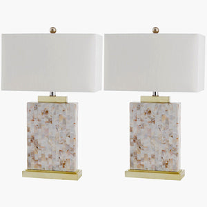 Contemporary Capiz Table Lamp Set - Nautical Luxuries