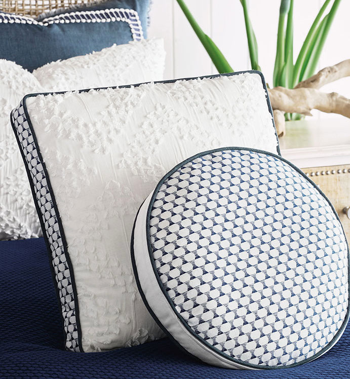 Bristol Beach Embroidered Box Accent Pillow - Nautical Luxuries