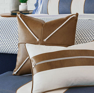 Bristol Beach Faux Leather Accent Pillow - Nautical Luxuries