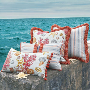 Amalfi Coast Coral Striped Luxury Accent Pillows