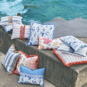 Amalfi Coast Coral Striped Luxury Accent Pillows