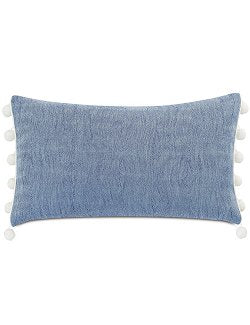 Blue Coral Ball Fringe Accent Pillow - Nautical Luxuries