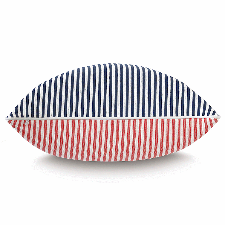 Retro Ticking Stripe Two-Tone Outdoor Pillows - Nautical Luxuries