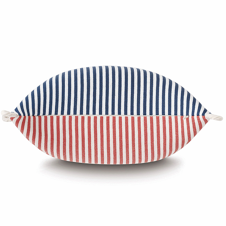 Retro Ticking Stripe Two-Tone Outdoor Pillows - Nautical Luxuries