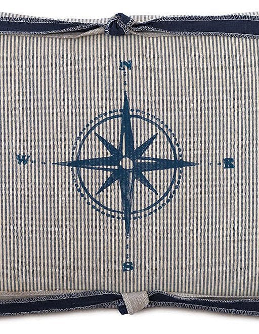 Compass Rose Block Print Lumbar Pillow - Nautical Luxuries