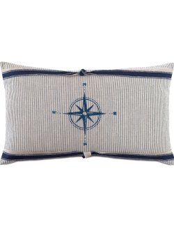 Compass Rose Block Print Lumbar Pillow - Nautical Luxuries