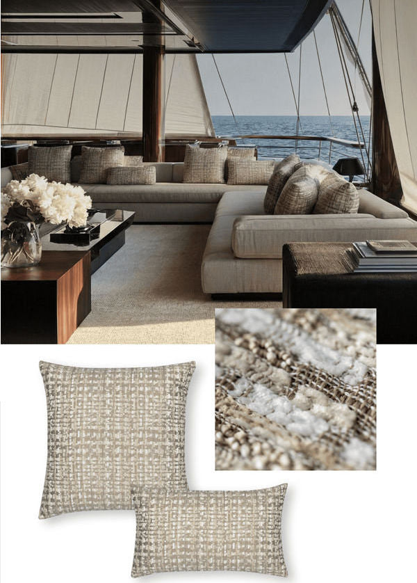Sable Touch Tweed Luxury Indoor/Outdoor Pillows - Nautical Luxuries