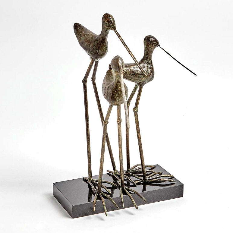 Verdigris Crane Trio Sculpture - Nautical Luxuries