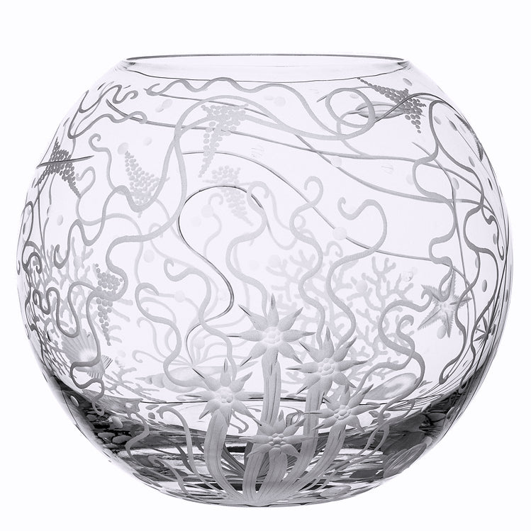 Bohemian Crystal Engraved Atlantis Vase - Nautical Luxuries