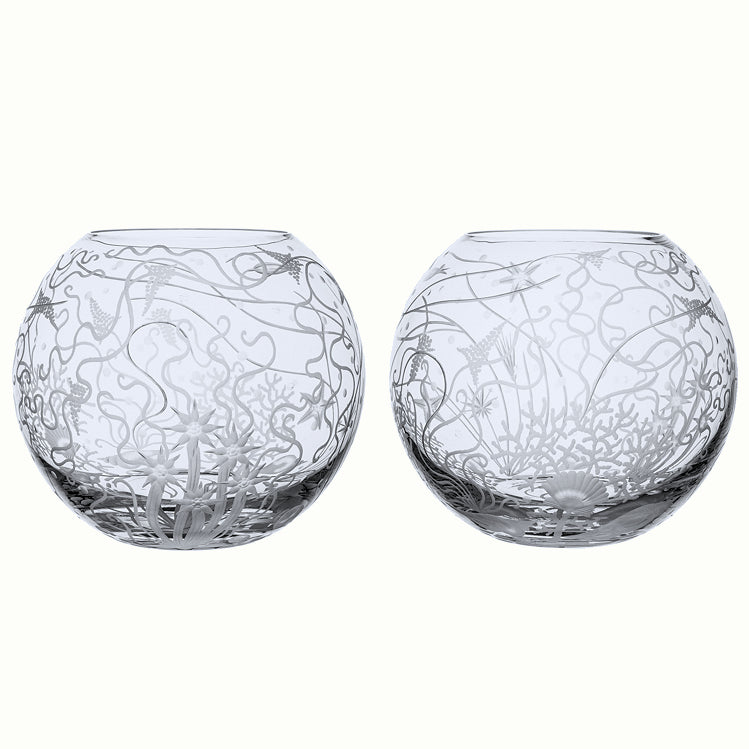 Bohemian Crystal Engraved Atlantis Vase - Nautical Luxuries