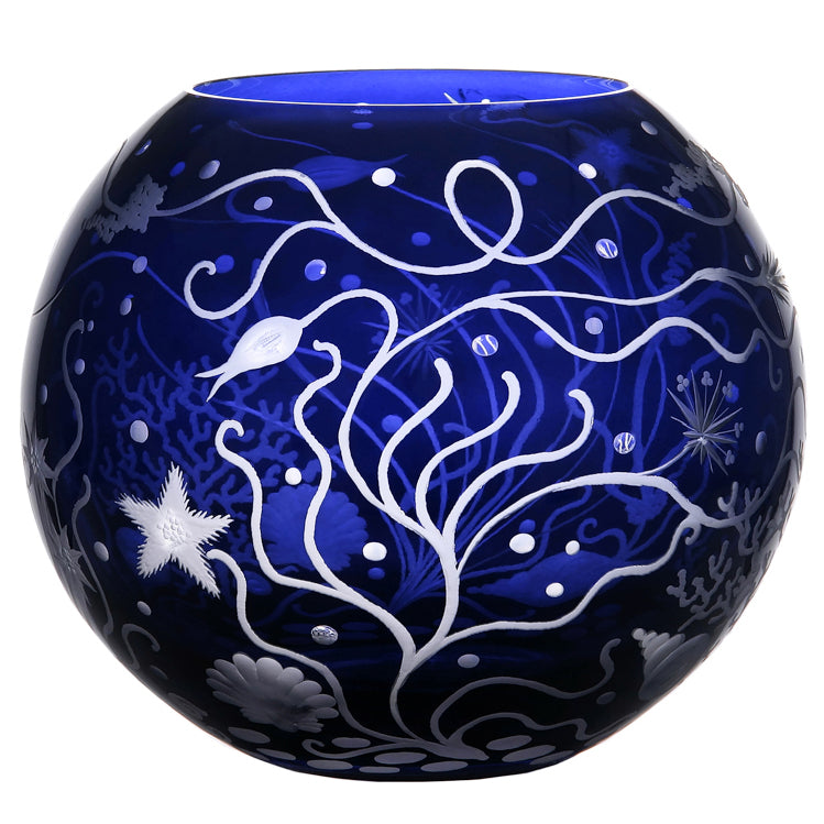 Bohemian Crystal Engraved Atlantis Vase - Nautical Luxuries