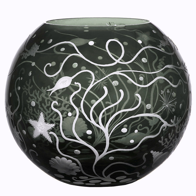 Bohemian Crystal Engraved Atlantis Vase - Nautical Luxuries