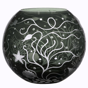 Bohemian Crystal Engraved Atlantis Vase - Nautical Luxuries