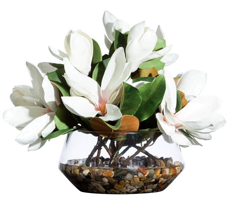 White Magnolia Floral Yacht Silks Arrangement - Nautical Luxuries