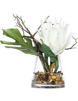 Tropical White Protea Stateroom Bouquet Yacht Silks Arrangement - Nautical Luxuries