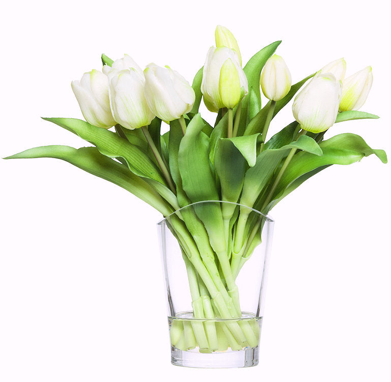 White Tulip Accent Bouquet Yacht Silks Arrangement - Nautical Luxuries