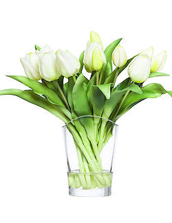 White Tulip Accent Bouquet Yacht Silks Arrangement - Nautical Luxuries