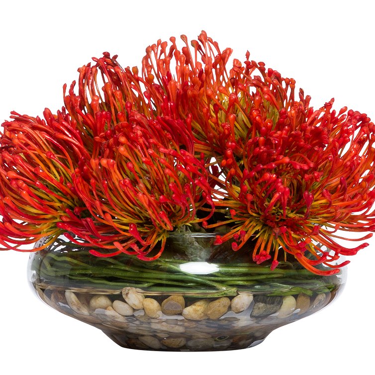 Fire Orange Pincushion Small Centerpiece Yacht Silks Arrangement - Nautical Luxuries