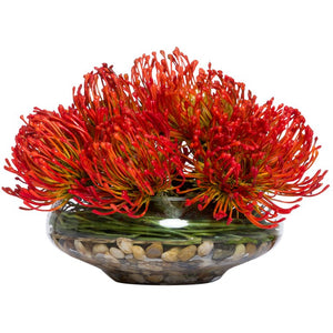 Fire Orange Pincushion Small Centerpiece Yacht Silks Arrangement - Nautical Luxuries