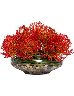 Fire Orange Pincushion Small Centerpiece Yacht Silks Arrangement - Nautical Luxuries