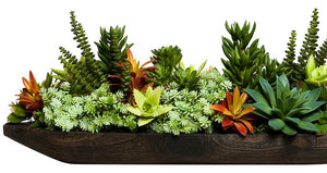 Succulent Melange Long Yacht Silks Centerpiece Arrangement - Nautical Luxuries