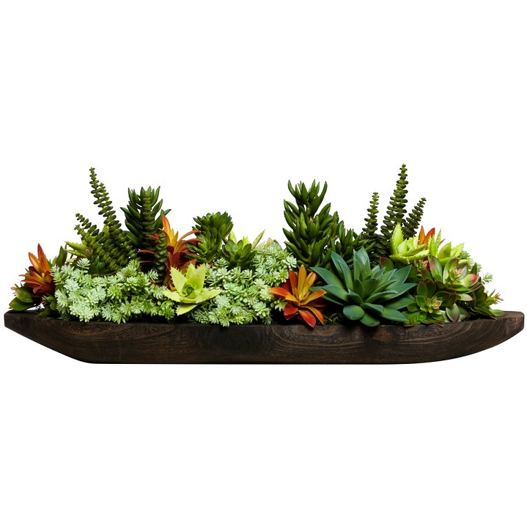 Succulent Melange Long Yacht Silks Centerpiece Arrangement - Nautical Luxuries