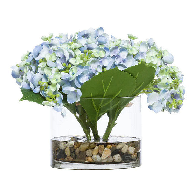 Blue Hydrangea Blooms Yacht Silks Accent Arrangement
