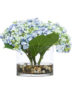 Blue Hydrangea Blooms Yacht Silks Accent Arrangement