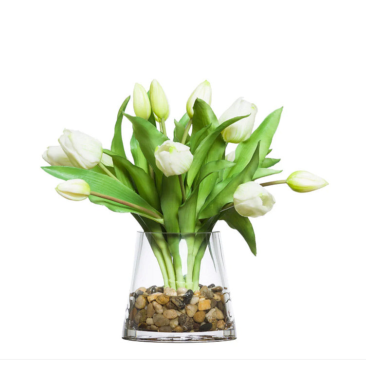 White Tulip Accent Bouquet Yacht Silks Arrangement - Nautical Luxuries
