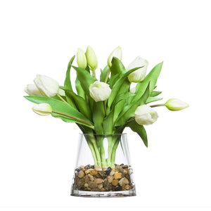 White Tulip Accent Bouquet Yacht Silks Arrangement