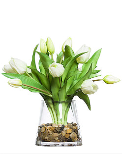 White Tulip Accent Bouquet Yacht Silks Arrangement
